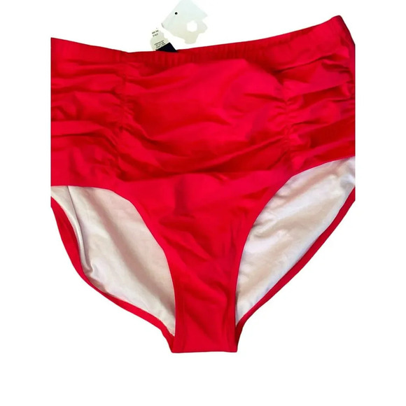 Swimsuits for all Red Bandeau Shirred Side High Waist Swimsuit Set Size 22 - Picture 5 of 8